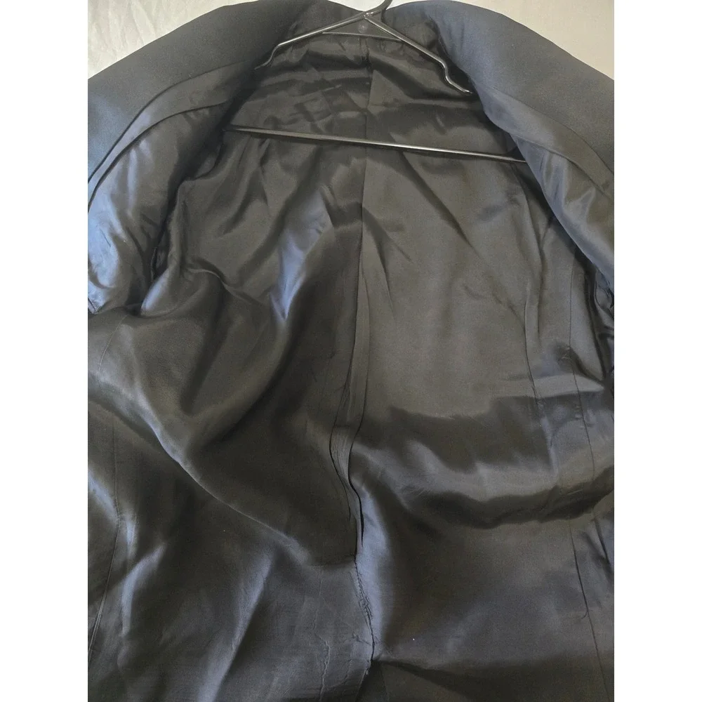 Hart Schaffner & Marx Mens 40L Wool Tuxedo Jacket Black Satin Shawl Lapel Blazer